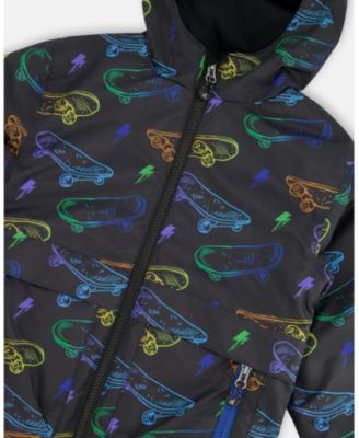 Big Boys 3-in-1 Two-Piece Mid-Season Outerwear Set Printed Skateboards