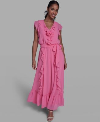 Women's V-Neck Ruffle Trim Dress