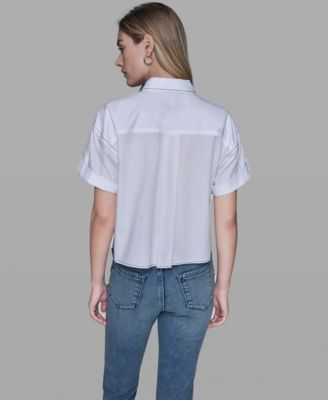 Women's Collared Short-Sleeve Blouse