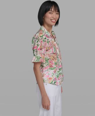 Women's All-over Printed Button Down Top