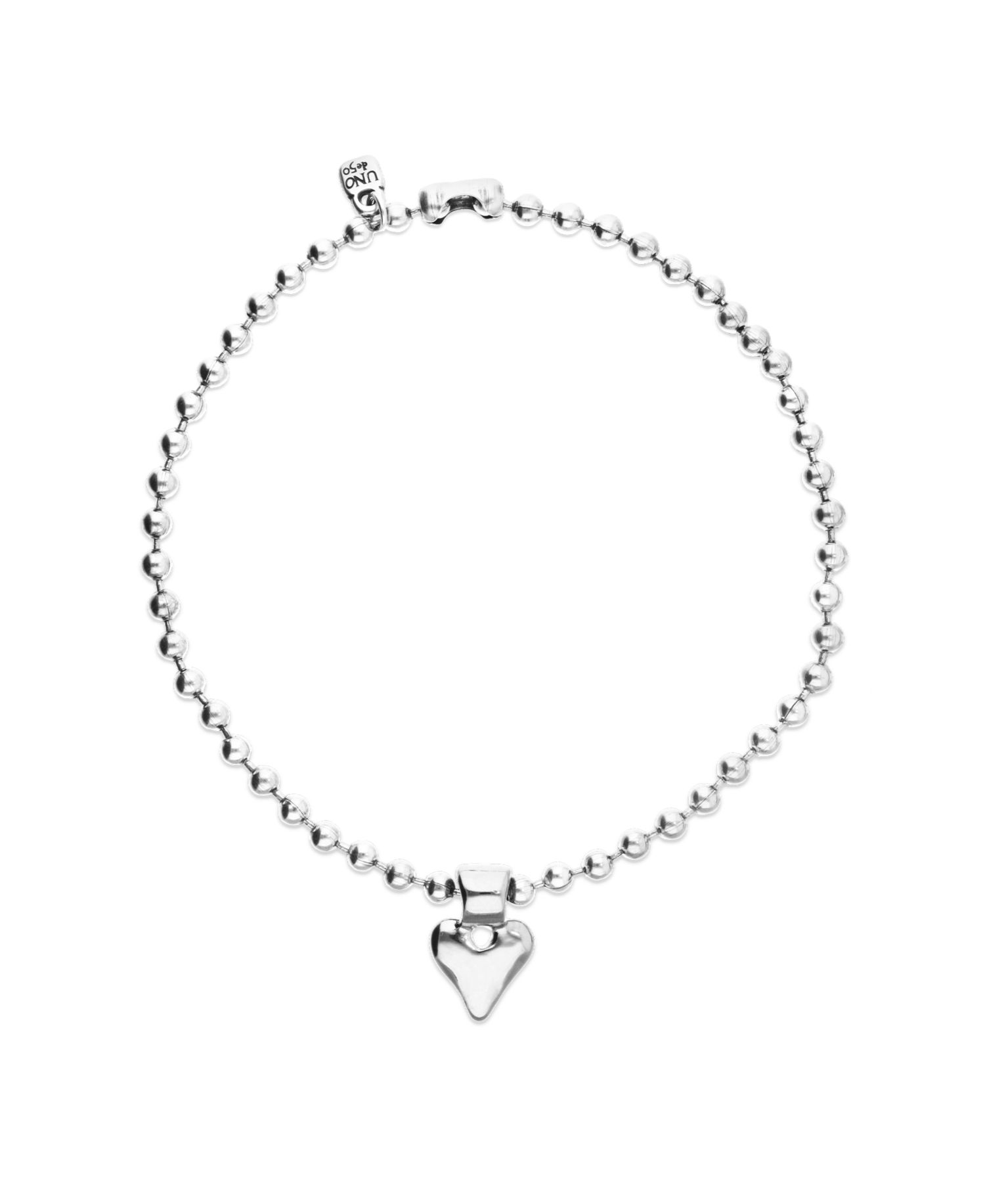 Sterling Silver Plated Ball Necklace with Heart Detail