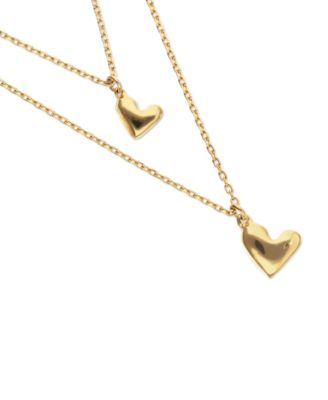 18K Gold Double Plated Necklace with Two Hearts