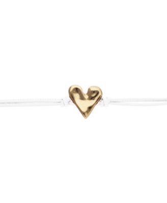 White Leather Bracelet with Heart Shaped 18K Detail Plated Detail