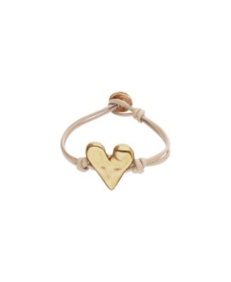 Camel Leather Bracelet with Heart Shaped 18K Detail Plated Detail