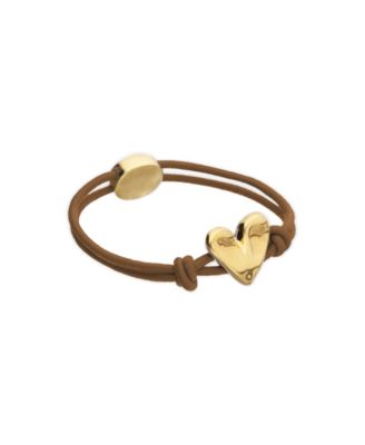 Brown Elastic Thread 18K Gold Plated Bracelet with Heart
