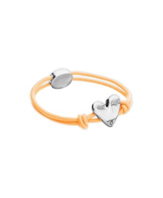 Orange Elastic Thread Sterling Silver Plated Bracelet with Heart