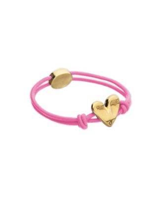Pink Elastic Thread 18K Gold Plated Bracelet with Heart
