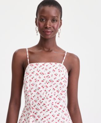 Women's Square-Neck Seamed Fit & Flare Midi Dress