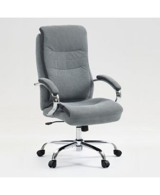 High Back Cotton Office Chair with Wide Seat & Height Adjustment, Grey