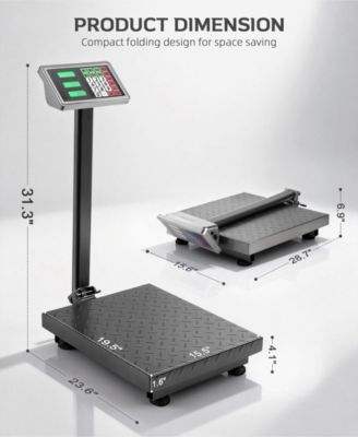 Digital Platform Floor Scale with LCD Display, 660 lbs Capacity, 0.1 lb Accuracy, Foldable Design