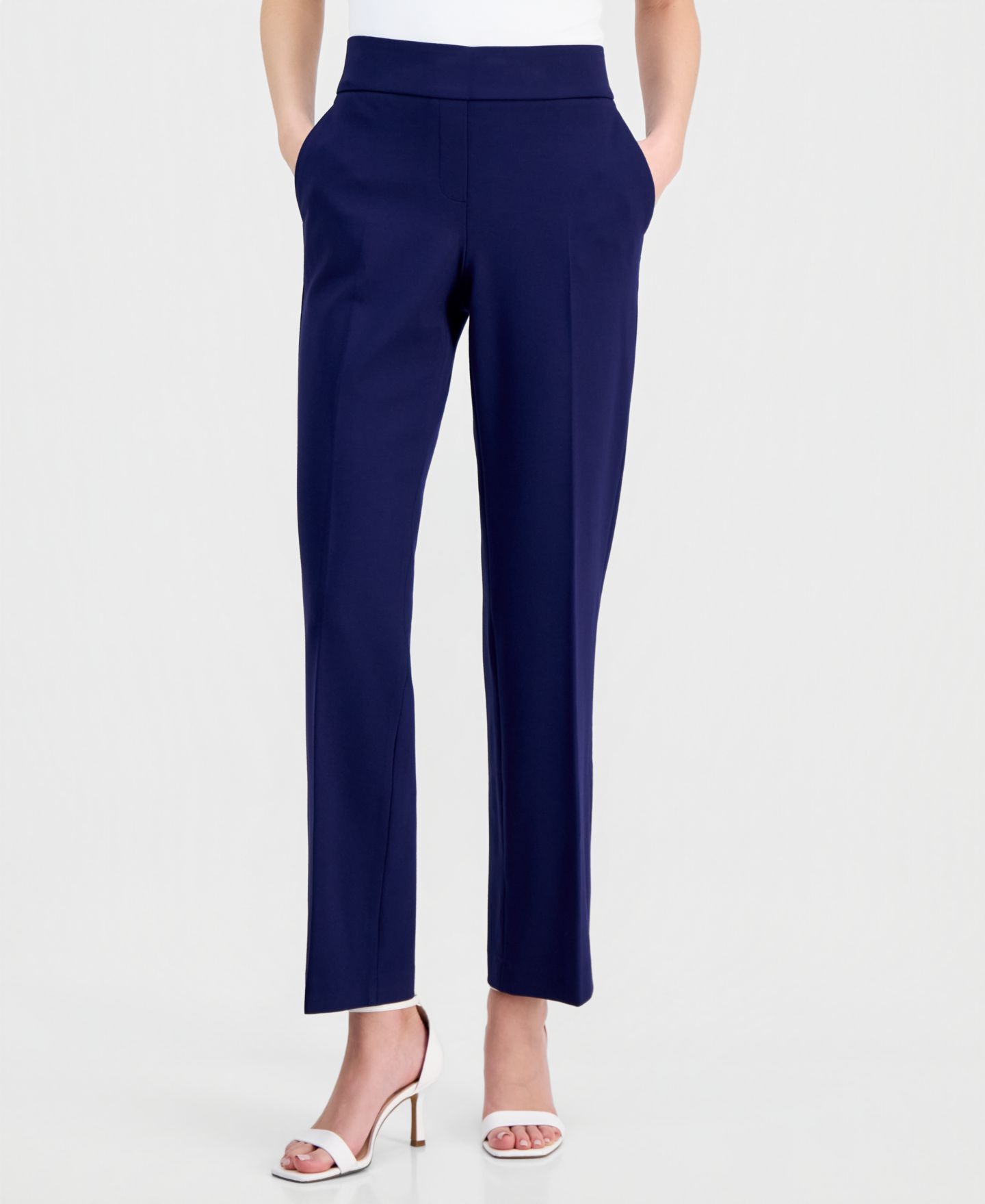 Женские брюки Anne Klein Plus Size Mid-Rise Pull-On Straight, цвет: Distant Mountain — фото 2