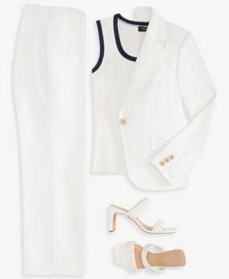 Single-Button Blazer, Tank Top & Stretch Flare Pants