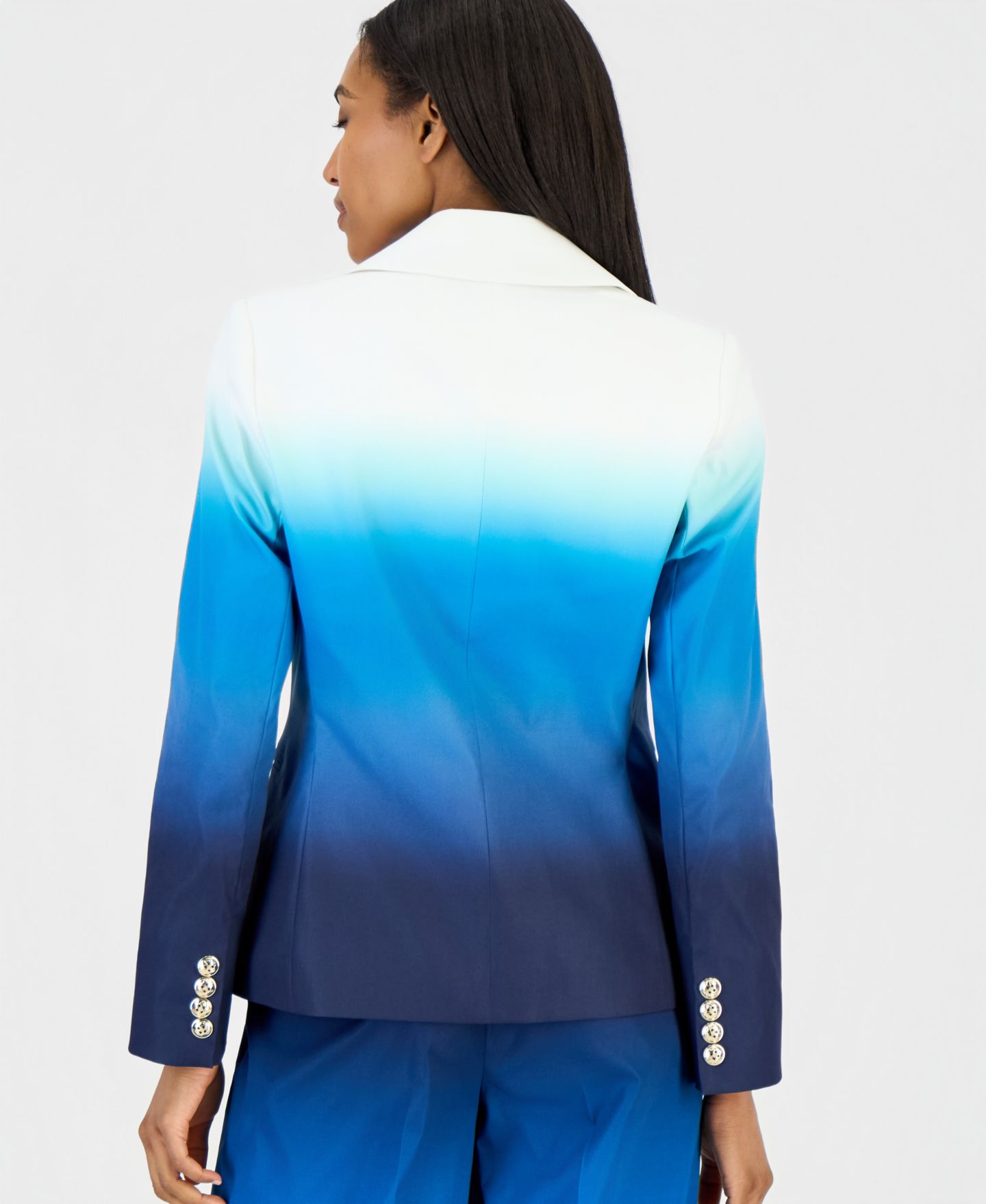 Женский пиджак Tahari ASL Ombre Faux-Double-Breasted Blazer, цвет: Синий — фото 4