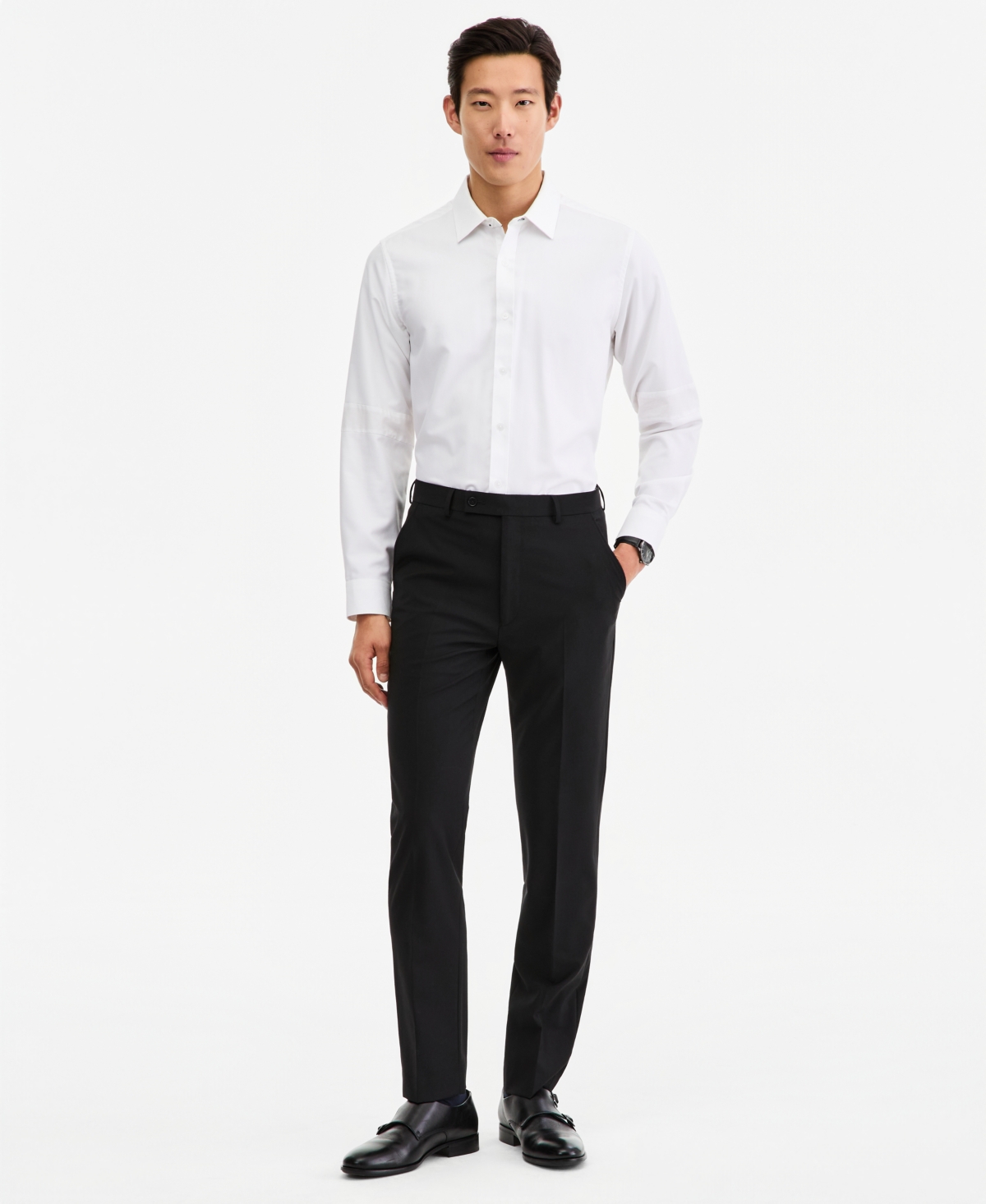 Calvin Klein X-Fit Slim Fit Premium Wool Blend Men's Suit Pants Black Solid - Size: 38W x 32L