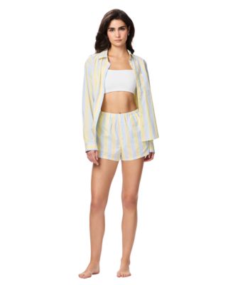 Women's Poplin Notch Collar Long-Sleeve Sleep Shirt