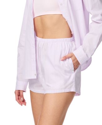 Women's Poplin Notch Collar Long-Sleeve Sleep Shirt