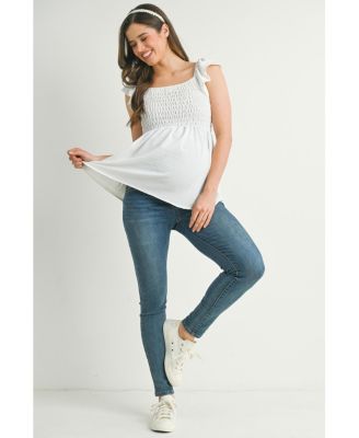 Maternity Smocked Flutter Sleeve Square Neck Top