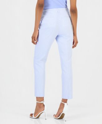 Women's Seersucker Stripe Cotton Slim-Leg Pants