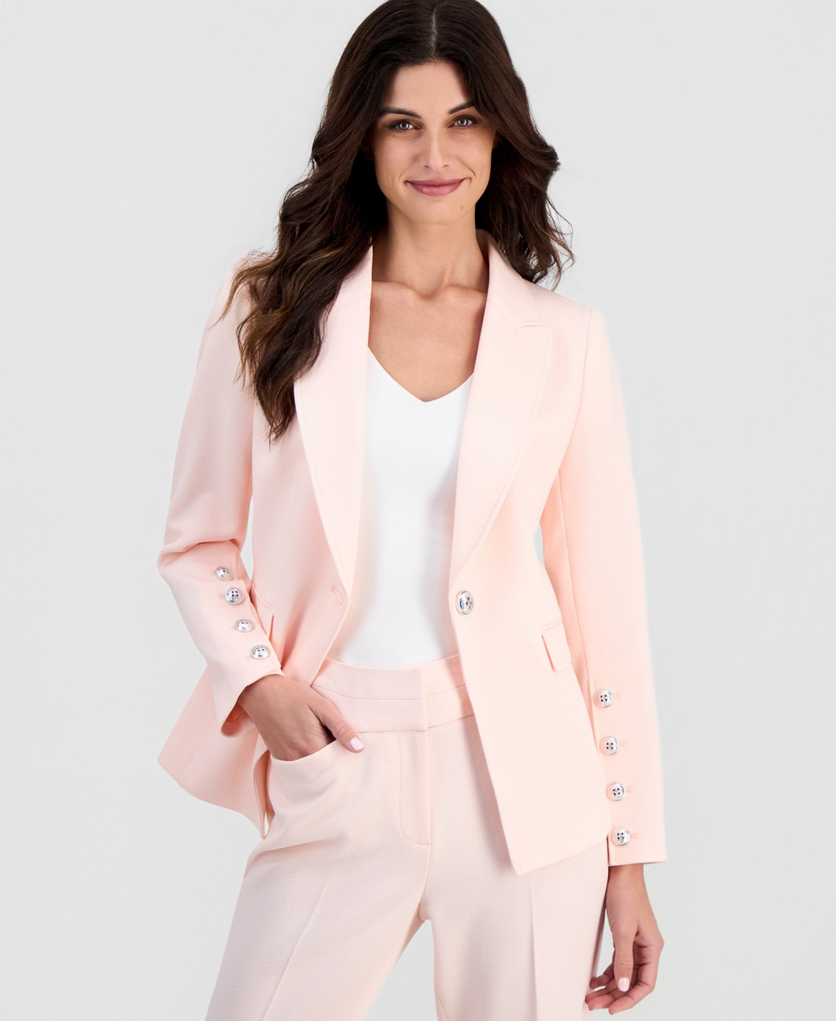 Женские Tahari ASL Women's Twill Peak Lapel One-Button Blazer — фото 1