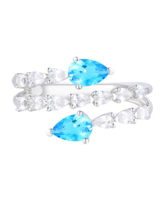 Blue Topaz (1 ct. t.w.) & Lab-Grown White Sapphire (2 ct. t.w.) Ring in Sterling Silver (Also Available in Multi-Stones)
