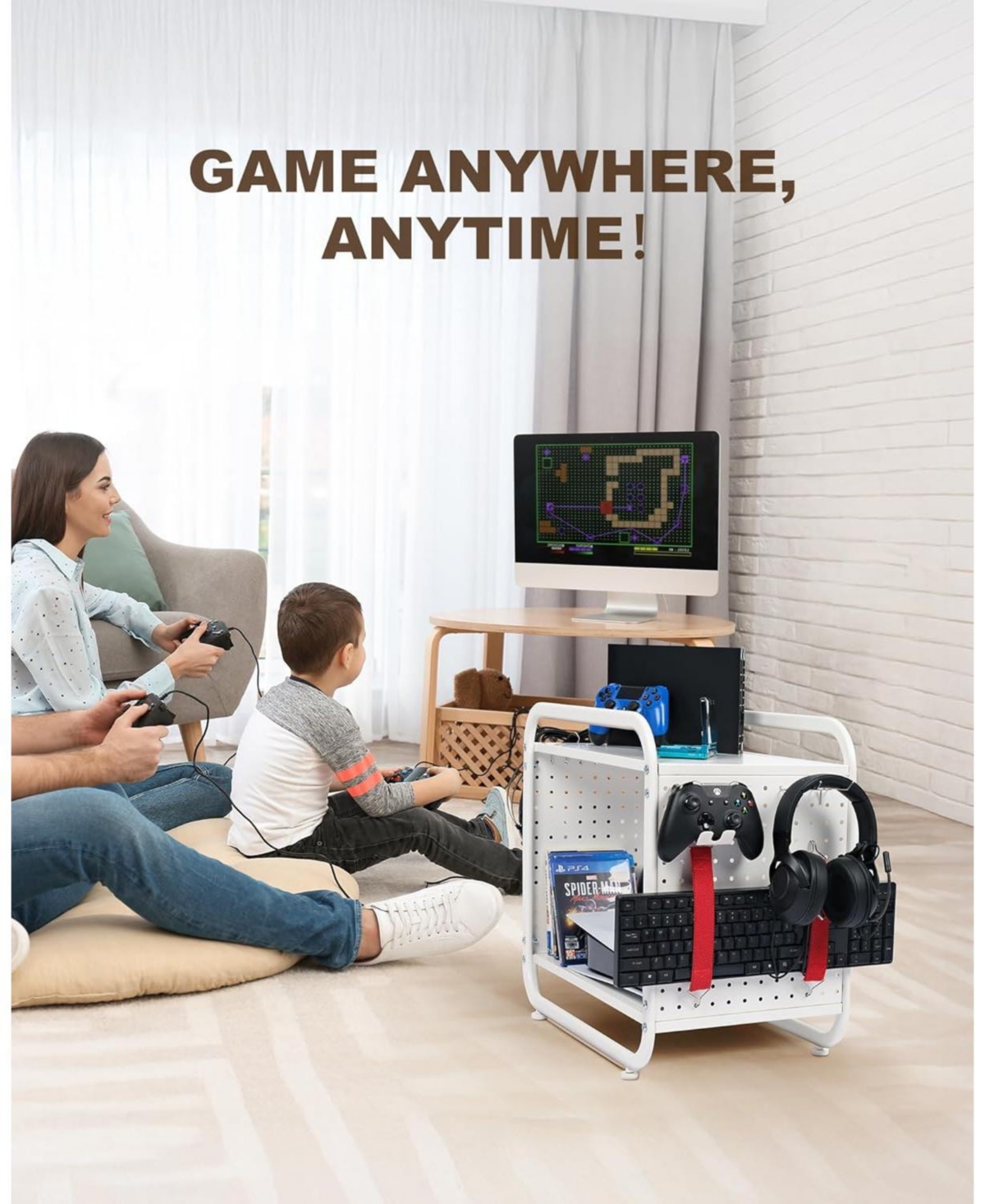 Mythinglogic Metal Gaming Console Storage Organizer and Controller Holder