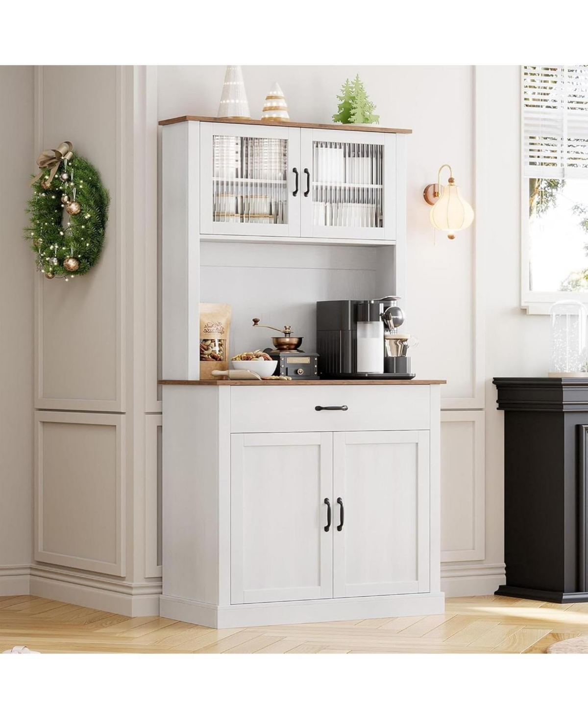 gaomon Kitchen Pantry Cabinet with Microwave Stand