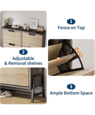 Shoe Cabinet Storage for Entryway, Narrow Shoe Organizers with 4 Flip Drawers, Freestanding with Metal Legs