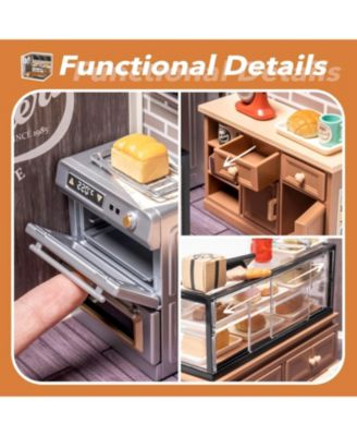 Plastic House Building Set Toy DIY Miniature Dollhouse Playset with LED for Mini Figures Construction Toys Diorama Kit Gifts for Adults