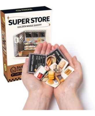 Plastic House Building Set Toy DIY Miniature Dollhouse Playset with LED for Mini Figures Construction Toys Diorama Kit Gifts for Adults