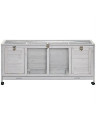 Mobile Outdoor Cat House - Wooden Hutch on Wheels, Secure & Weather-Resistant