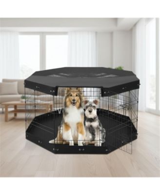 30" Foldable Dog Playpen - 8-Panel Metal Pet Pen with Pad & Cover