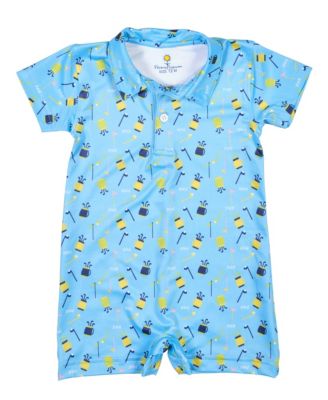 Baby Boy Golf Print Performance Knit Shortall