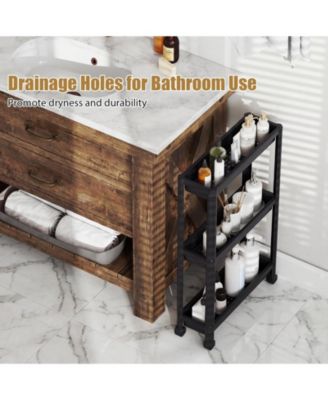 3-Tier Slim Rolling Storage Cart 2-Pack with Wheels, Mobile Bathroom Organizer