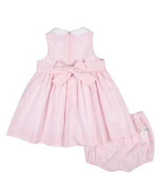 Baby Girl Linen Look Dress & Bloomer With Flowers