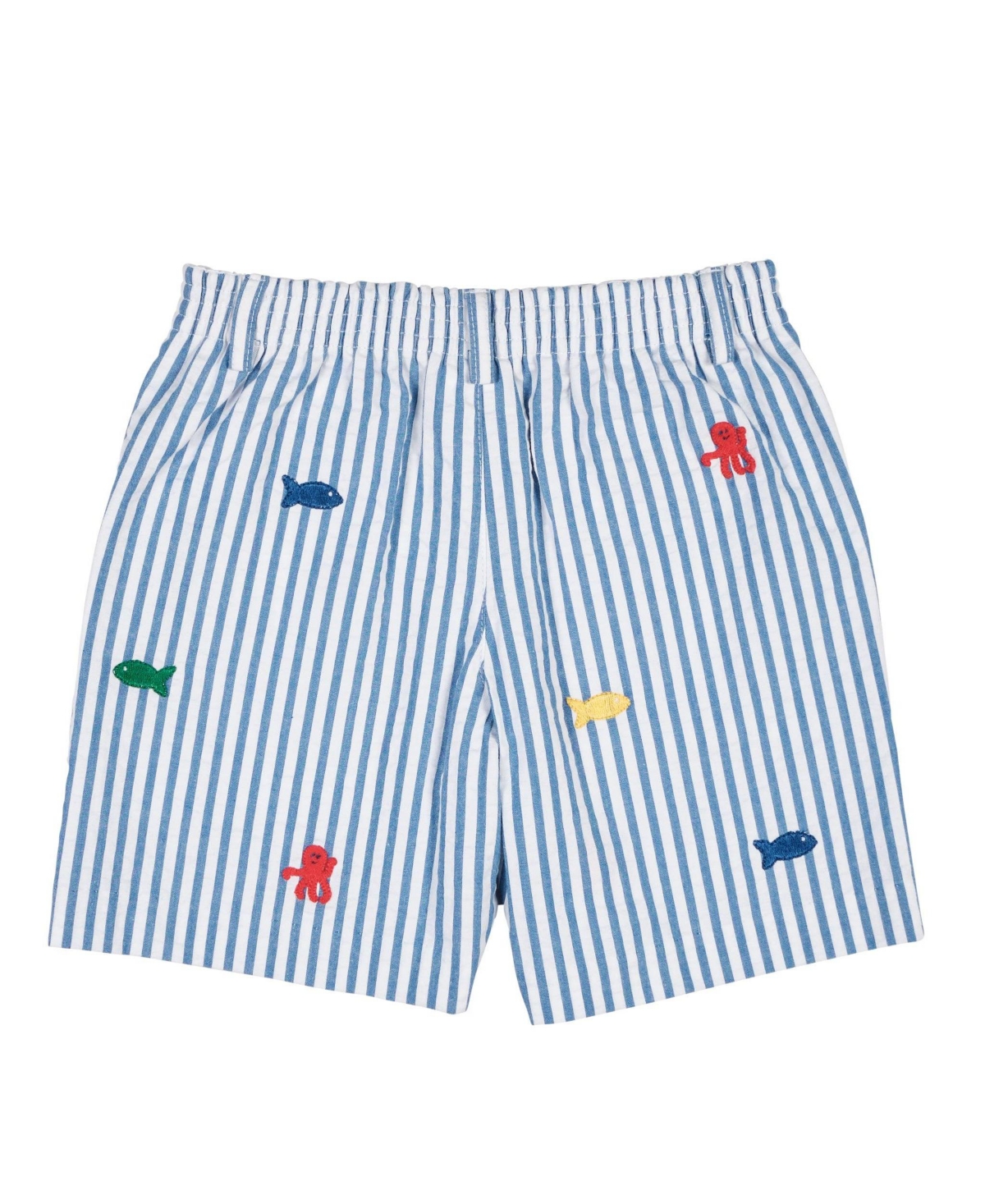 Florence Eiseman Toddler Boys Seersucker Short with Embroidered Sea Creatures