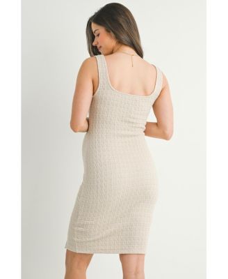 Women's Maternity Bodycon Jacquard Sleeveless Square-Neck Dress