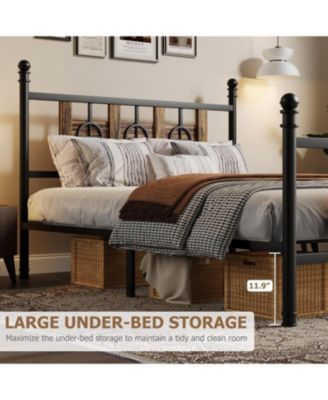 Bed Frame with Headboard and Footboard, Metal Twin Bed Frame w/Circular Design & Storage Space Under Bed, No Box Spring Required, Easy Assembly