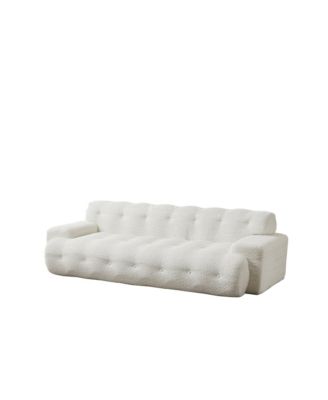 87.4 Inch Tufted 3-Seater Sofa with Square Arms, Soft Chenille Fabric Cloud Sofa