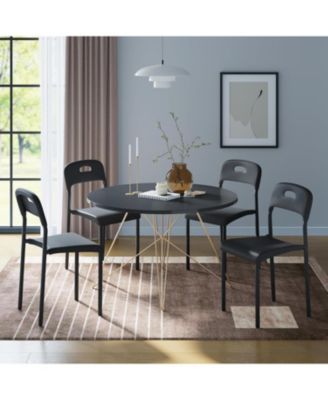 Dining Chairs Set of 4, Stackable Modern Kitchen Chairs, Plastic Dining Room Chair with Metal Legs, Easy Assembly, Waterproof & Stain-Resistant