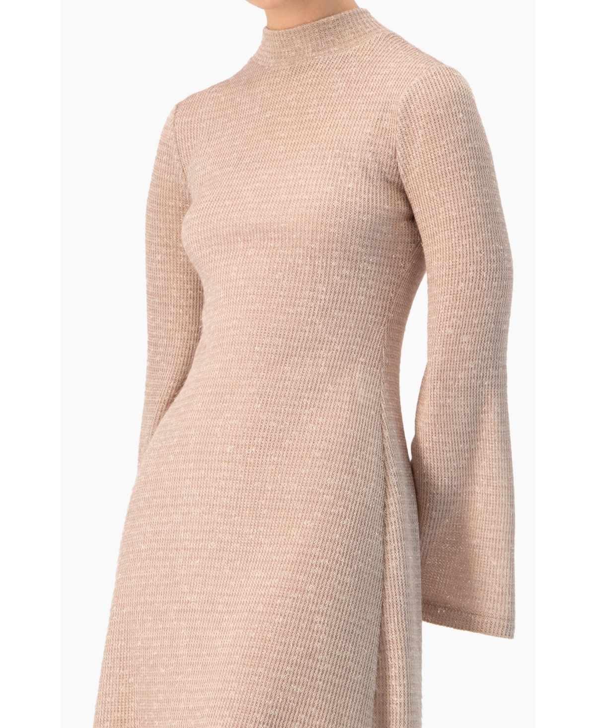 Ivonne Women's Short Knitted Long Sleeve Dress