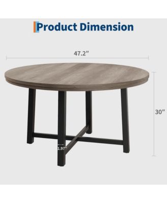 Kitchen Table Garvee 47 Inch Round Industrial Dining Table for 4