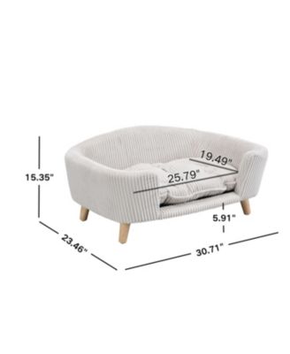 Small Dog Corduroy Sofa Bed - Elevated Frame with Supportive Foam