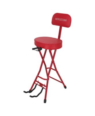 Guitar Stool 3.15" Padded Chair w Backrest Foldable Music Seat Built in Foot Rest Guitar Stand