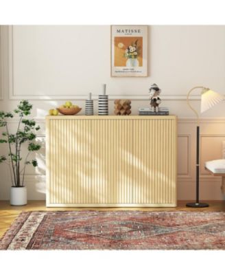 46.7" Buffet Sideboard Cabinet with Storage, Modern Fluted ent Credenza with Adjustable Shelves and 3 Doors, Wood Coffee Bar Console Table