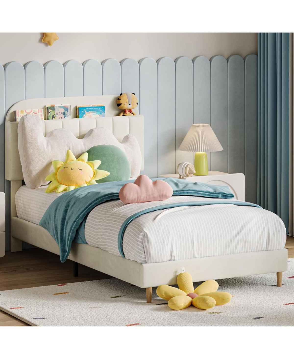 gaomon Twin Bed Frame with Bookcase Headboard