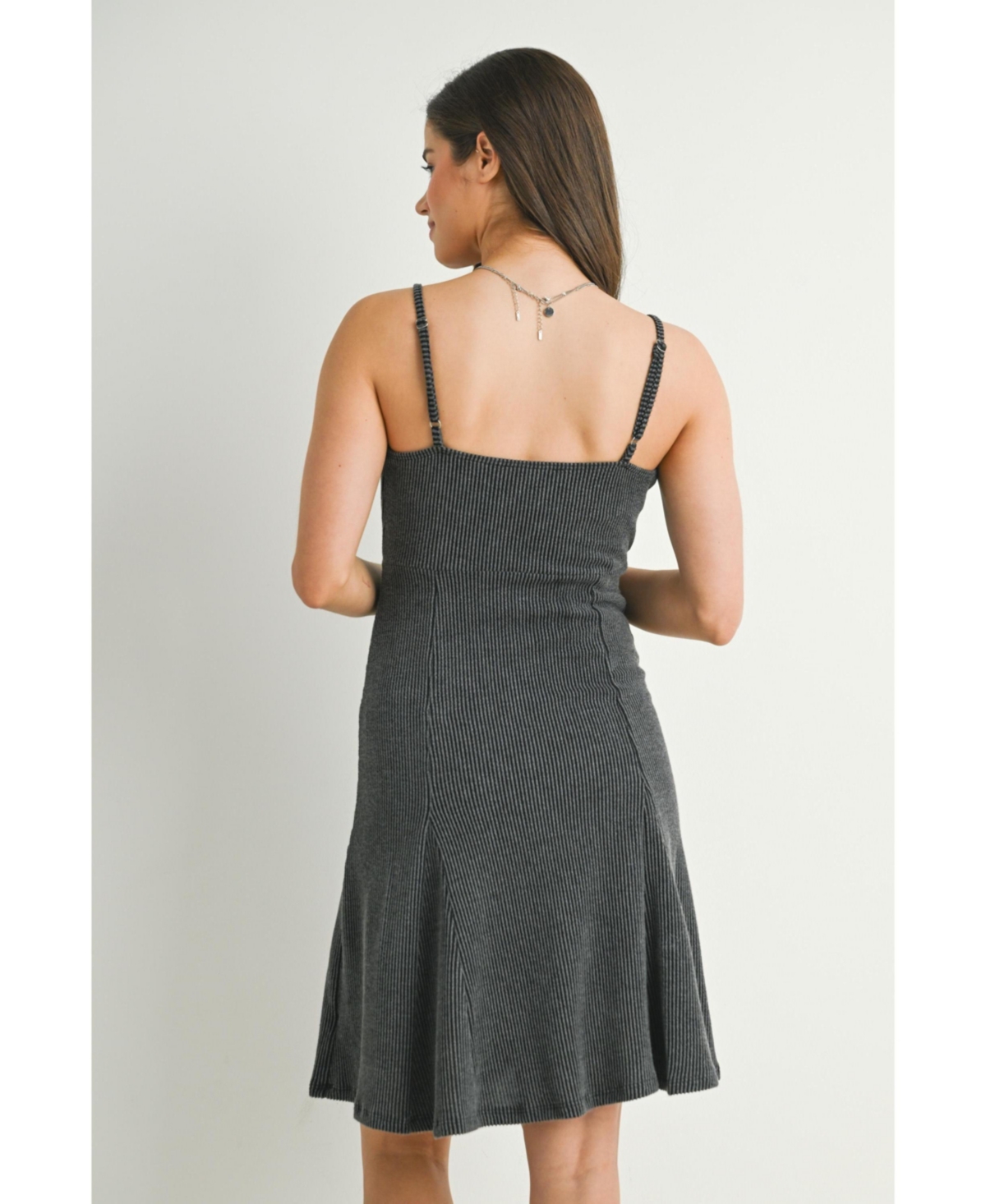 Hello Miz Women's Maternity Ribbed Empire Waist Scoop Neck Sleeveless Dress