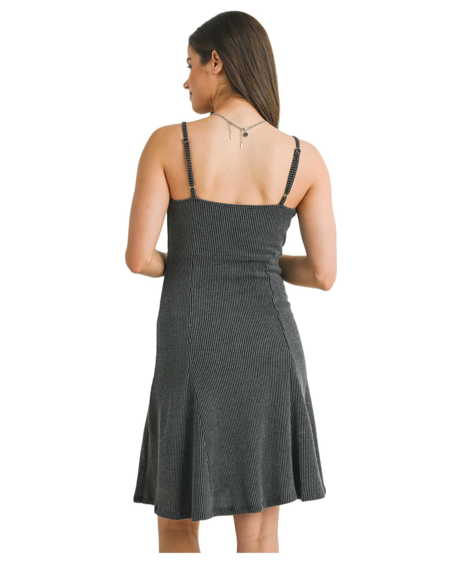 Women's Ribbed Empire Waist Scoop Neck Sleeveless Dress