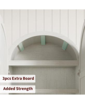 72" Tall Dome Bookcase with Drawers, 4-Tier Wooden Bookshelf Storage Cabinet with Door, Farmhouse Arched Cabinet with Storage