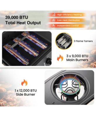 39 000 BTU Outdoor Burner Propane Gas Grill on Wheels