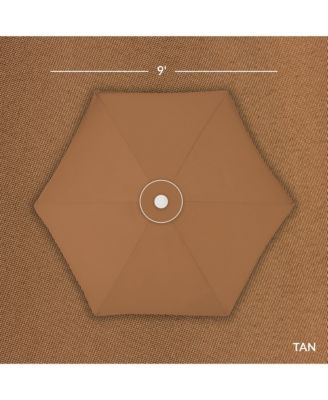 9ft Fringe Market Umbrella – Boho Patio Sunshade w/ Tilt, UPF50+, Steel Pole for Table, Pool, Deck